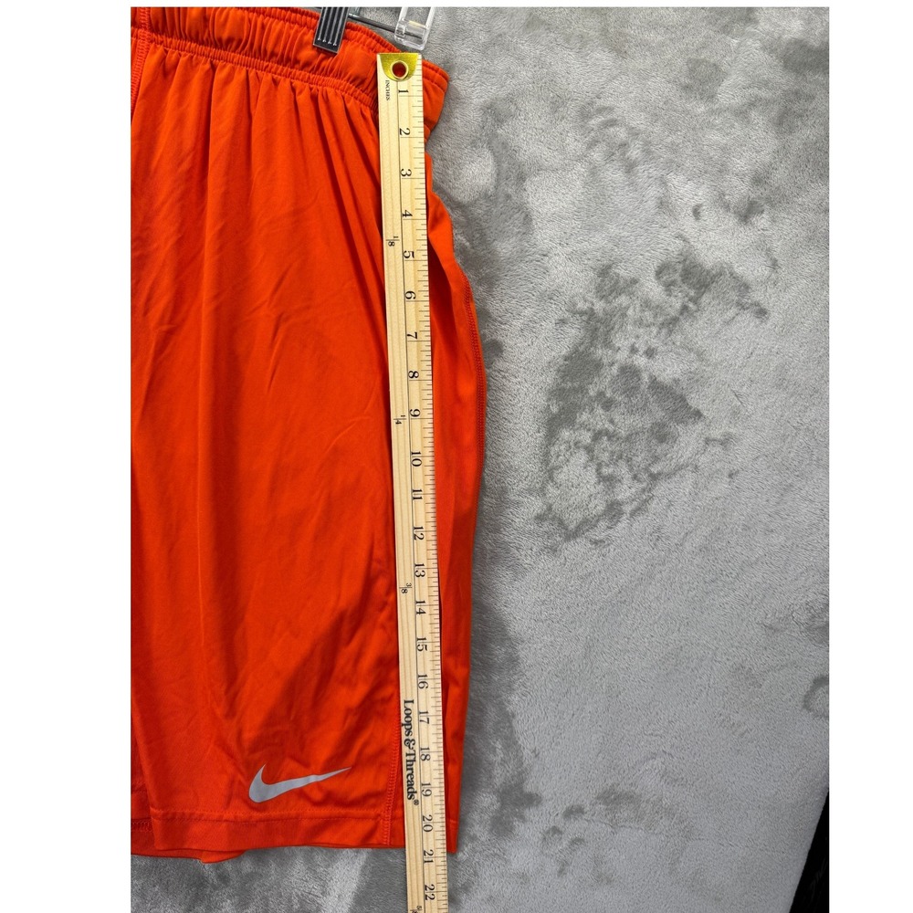 Nike Dri-FIT Mens Orange Athletic Basketball Shorts Large Elastic Waist Swoosh - Picture 5 of 8